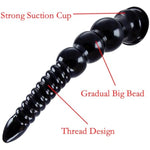 12.4Inch Long Anal Bead Butt Plug, Soft Flxible Thread Head Anal Dildo, Smooth Three Gradual Large Bead Shape Anal Plug Sex Toy With Suction Cup For Men Women Couple