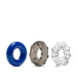 Cock Ring Set - 3 Pack - Increase Stamina, Harder & Bigger Erection - Soft & Stretchy Penis Rings For Male Enhancement - Engorges Penis For Added Length & Girth - Adult Sex Toy For Men