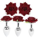Anal Plugs With Roses Stainless Steel Butt Plugs For Prostate And G-Spot Massage Adjustable Nipple Clips For Women Sm Adult Sex Toys (S)