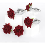 Anal Plugs With Roses Stainless Steel Butt Plugs For Prostate And G-Spot Massage Adjustable Nipple Clips For Women Sm Adult Sex Toys (S)