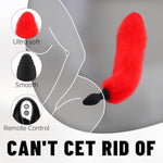 Fox Tail-Vibrating Anal Plug Remote Control, Butt Plug Anal Role Play Flirting Animal Tail Sex Toy For Men Women Couples, Red