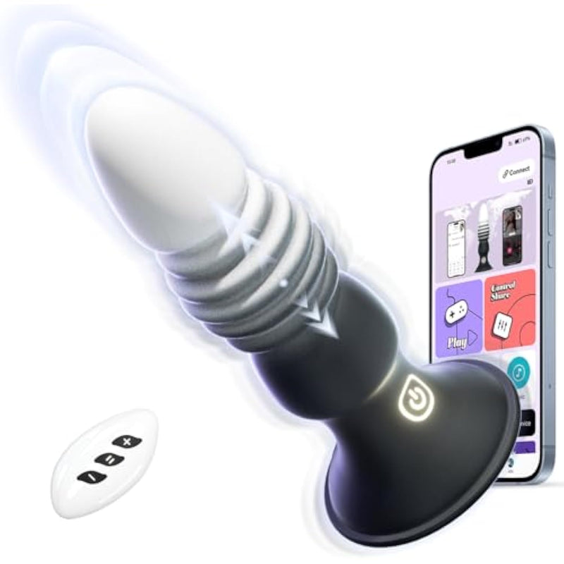 Prostate Massager Anal Sex Toys - Anal Toys Sex Toy App Control Vibrators Butt Plug, Anal Vibrator For Male And Female With 7 Vibrating & 7 Thrusting Vibrating Butt Plug, Sex Toy For Men