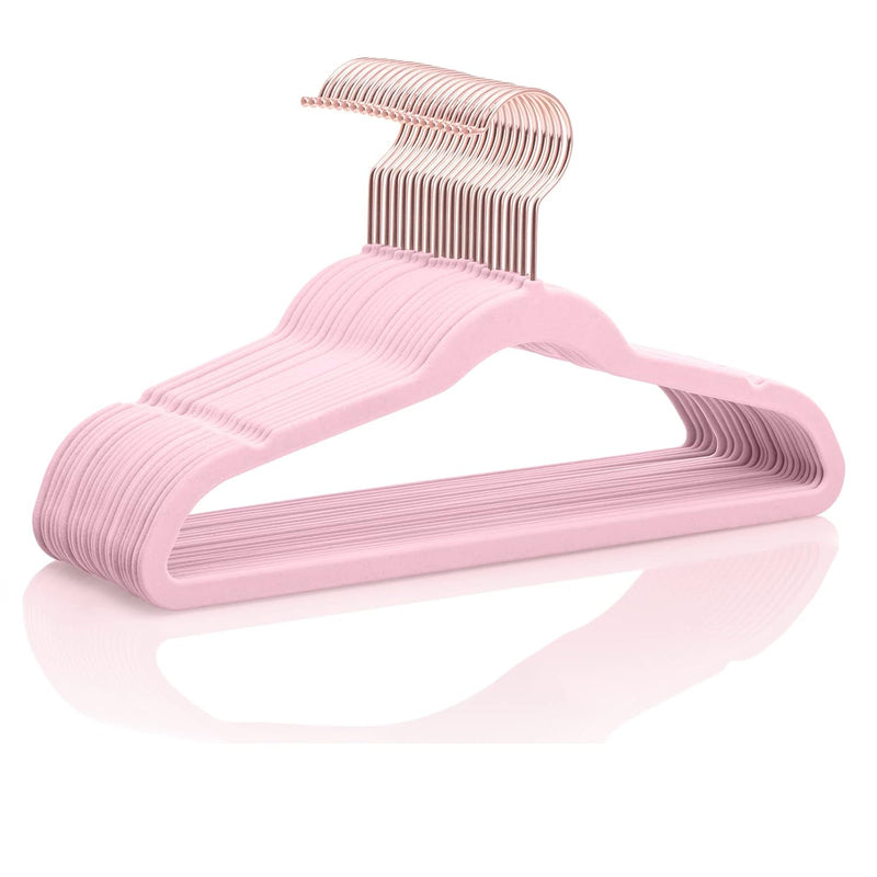 Premium Kids Velvet Hangers (Pack Of 50) 14" Wide With Copper Rose Gold Hooks,Sp