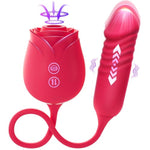 Rose Vibrator with Thrusting and Sucking Modes for Women's Pleasure