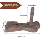 Realistic Male Sex Doll with Adjustable Dildo for Women's Masturbation, 13.36 Inch Dark Brown Torso