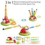 3 In 1 Musical Jump, Toss Ring Game And Stomping Launch Rocket Launcher For Kids Outdoor Toys With Remote Control, Indoor Outside Toy For Kids Ages 4-8 Toys For Ages 5-7 8-13 Birthday Gifts