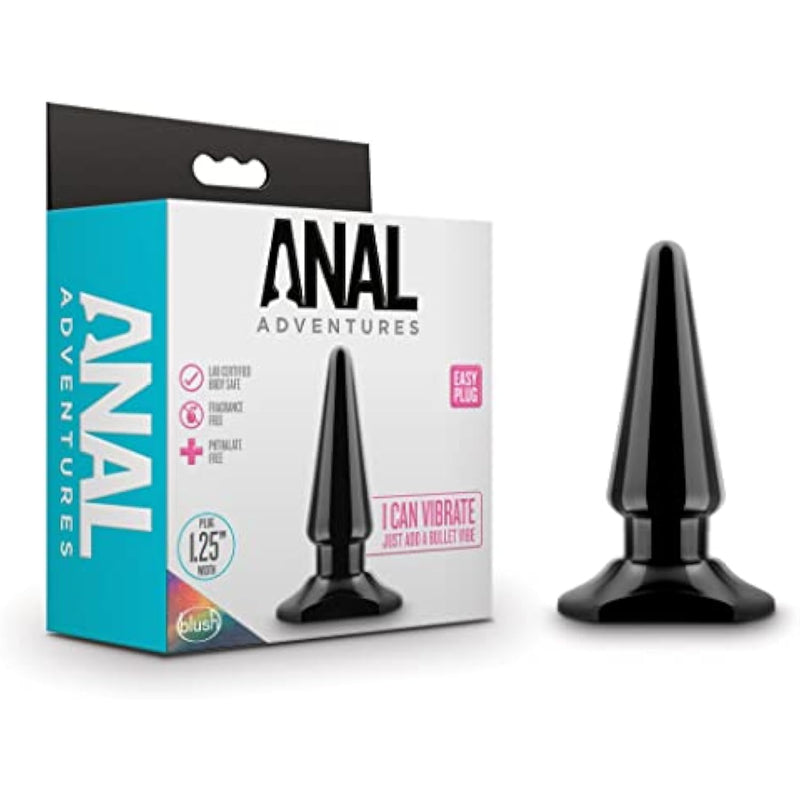 Anal Adventures Easy Plug - 4 Inch Length And 1.25 Inch Width - Tapered Tip For Easy Insertion & Perfect For Beginners - Base Anchors Buttplug Safely Outside The Body - Sex Toy