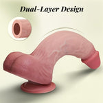 Realistic Dual-Density Silicone Dildo, 8.8" with Strong Suction Cup