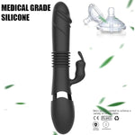 Silicone G Spot Rabbit Vibrator Dildo For Women Clitoral Butt Nipple Stimulator With 10 Powerful Vibration Thrust And Lick Modes Rechargeable Thrusting Vibrators Adult Sex Toys For Couple(Black)