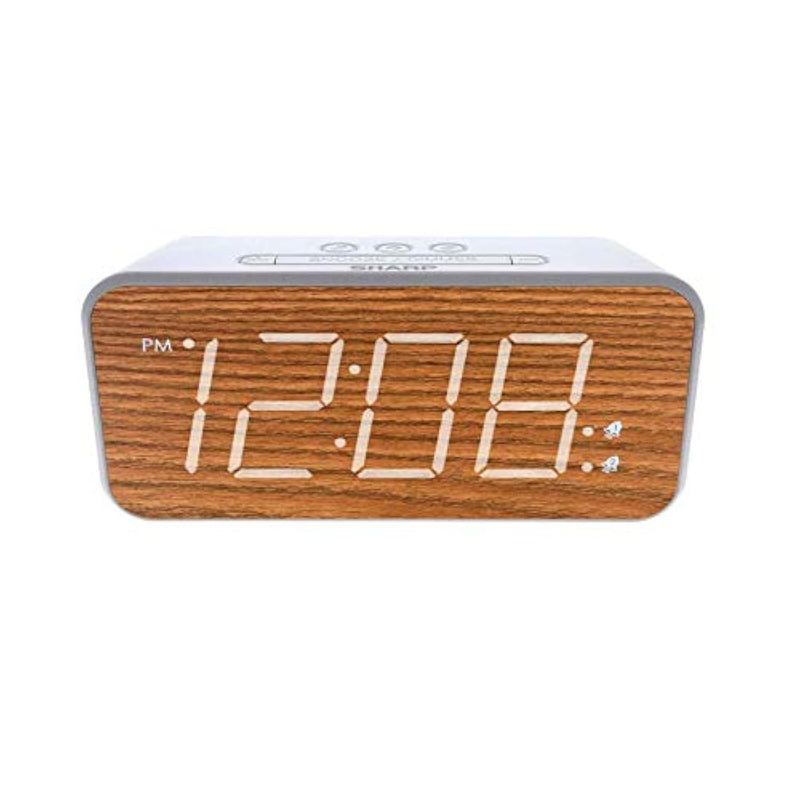 Dual Alarm With Jumbo Easy To Read 1.8” White Led Display And Faux Wood Finish