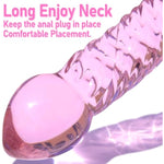 Glass Anal Plug Pink Butt Plug Prostate Massager With Spiral Texture, Rose Base And Gradual Head Fetish Bum Plug Anal Dilator Masturbation Sex Toy For Men Women
