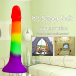 8.6 Liquid Silicone Realistic Dildo For Vaginal And Anal Sex,Adult Sex Toy G-Spot Prostate Orgasm?Smooth Rainbow Fake Penis No Balls?Strong Suction Cup Compatible Strap-On Harness