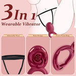 Couples Vibrator Wearable Adult Sex Toy, 3 In 1 Panty Vibrating Cock Ring With 9 Modes, Female Sex Toys Clitoral Stimulator, Rose Sex Toy App&Remote Control Vibrator For Men Women And Couple
