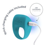 Vibrating Ring For Couples Or Individuals, Body-Safe Silicone, Waterproof, Usb Rechargeable, Massager With 10 Vibration Settings, Teal