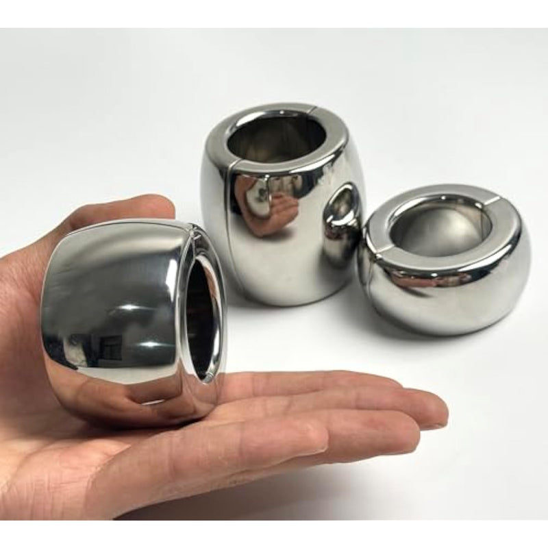 Stainless Steel Ball Stretcher Scrotum Metal Penis Lock Cock Ring Male Delay Ejaculation Erection Cock Ring Slave Sex Toy Man (Magnetic 40Mm)