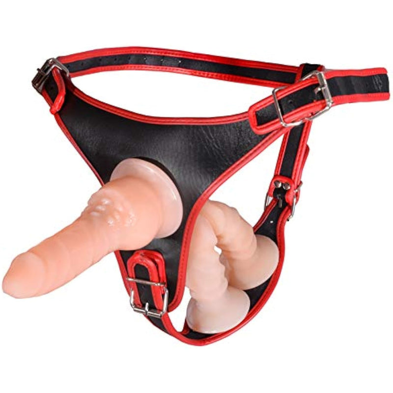 Strap-On Dildo With 3 Removable Massage Dildos For Anal G-Spot Stimulation Adjustable Strapless Sex Toys For Female Couples Lesbians (Beige)