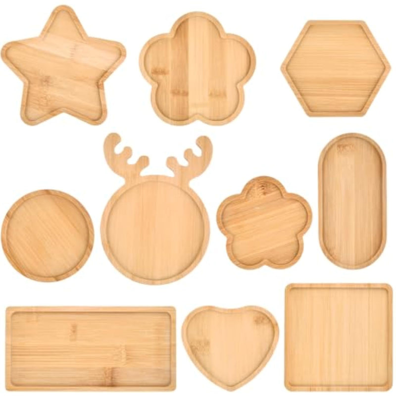 10 Pcs DIY Wooden Mosaic Coaster Bases, Assorted Shapes for Arts, Crafts & Home Decor