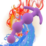 Purple Silicone Anal Beads Butt Plugs with Three Ball Chain Link Design and Gradual Bead Stimulation for Male Female Couple Play