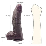 14.4 Inch Realistic Huge Thick Dildo Sex Toy For Women, Lifelike Soft 3.3 Inche Diameter Big Giant Brown Bbc Dildo With Strong Suction Cup Adult G-Spot Penis For Advanced Male Female Adult Toys
