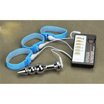 Electric Shock Anal Plug Metal Bead Butt Plug Electric Shock Set With Adjustable Restraining Penis Rings