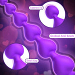 Anal Beads, Cute Silicone Flexible Butt Plug Anal Chain With 6 Gradual Balls And Pull Loop Prostate Massager G-Spot Stimulator Anal Training Sex Toy For Beginner 7.28 Inch, Purple