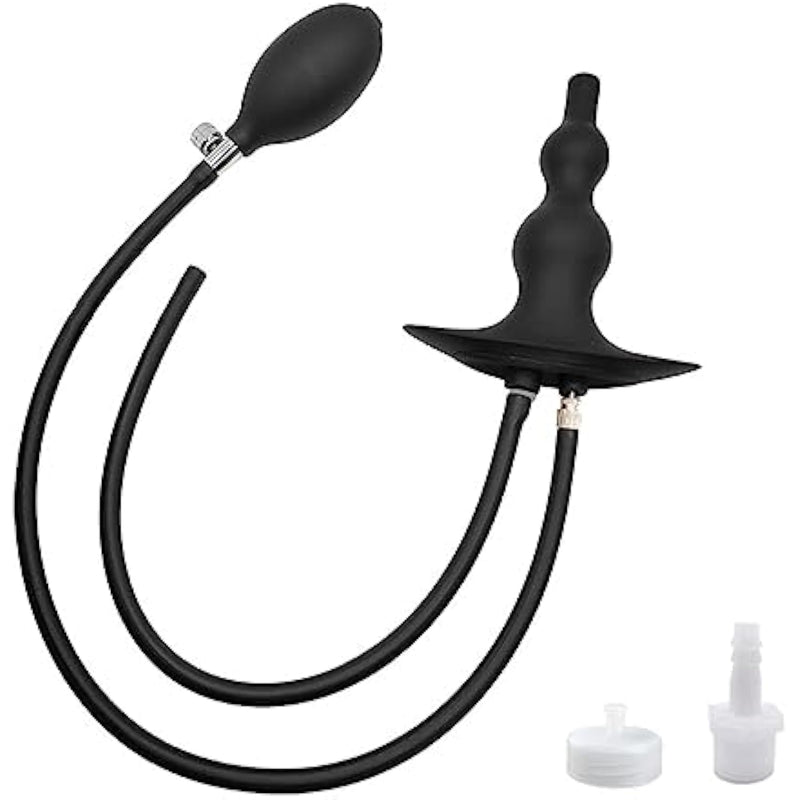 Silicone Inflatable Anal Plug Pull Bead Anal Enema Cleaner With Shower Interface And Water Bottle Interface Sm Sex Toy