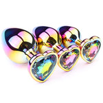 Rainbow Crystal Metal Anal Butt Plug for Women - A Sensual Sex Gift with Heart-Shaped Design