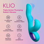 Klio Triple Action Thumping Rabbit Vibrator Sex Toy For Women - Super Soft, 100% Waterproof, G Spot Vibrator Adult Toy With 5 Internal & 3 External Thumping Speeds & 10 Vibration Modes (Turquoise)