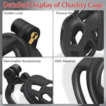 Male Chastity Cage With Elastic Belt & Invisible Lock - 4 Ball Ring Sizes, Ultralight Large Penis Cage For Comfort Fit Long Term Wear(S-70Mm) [Black] - Bdsm Gear, Bondage Sex Toys Accessories For Men