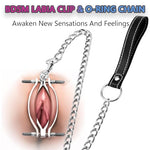 Clit Clamp Pussy Opener BDSM Bondage Restraint G Spot Massage Stainless Steel Adjustable Labia Clamps with Leash for Women and Couples