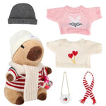 Capybara Plush With 10 Pcs Capybara Costume Christmas Style Dress Up, Christmas Set Capybara Backpack Decoratio, Capybara Stuffed Animal Birthday Gifts For Boys And Girls