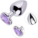 Anal Plugs Set Metal 3 Pcs Butt Plug Anal Trainer Kit Women Men Sex Toys Heart Shaped Jewelry Valentine'S/Birthday Gift For Beginners Advanced Users (Light Purple)
