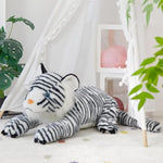 Giant White Tiger Stuffed Animal - 47” Realistic Tiger Plush Toy For Boy Girl Kid, Soft Fluffy Zoo Animal Toy Pillow For Christmas, Baby Shower Party Favor Birthday Gift