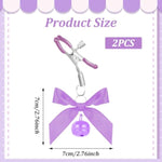 2Pcs Body Jewelry Non Piercing, Adjustable Nipple Clamps For Adult, Stainless Steel Bow Nipples Clips With Bell, Pressure Nipples Clamps With Chain, Purple Nipple Jewelry For Adults