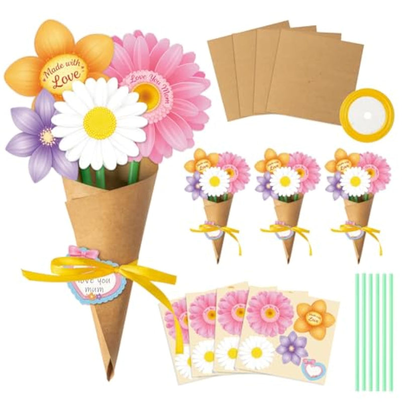 28 Pcs Mother’s Day Flower Bouquet Craft Kit, DIY Gift for Mom & Teacher Appreciation