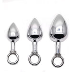 Metal Anchor Anal Plug Set Stainless Steel Bullet Pull Ring Anal Plug Sex Toys For Couple
