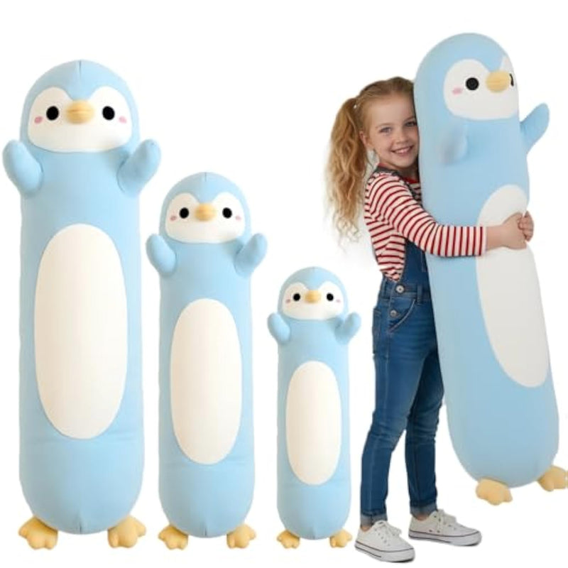 Penguin Plush, Long Penguin Plush Pillow Ultra Soft Huggable Stuffed Animal Body Pillow For Kids Adults (Light Blue, 60Cm/23.62In)