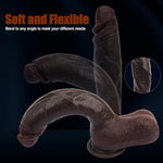 9.8 Inch Huge Realistic Dildo Adult Sex Toys For Women Men Orgasm, Soft Silicone Anal Dildos With Suction Cup For Hands-Free, Thick Black Lifelike Dildo With Curved Shaft And Big Balls For G Spot Play