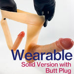 Double Ended Strap On Long Dildo Pants for Women, Hands-Free Wearable Strapon Harness Anal Plug Pegging Toy for Lesbian Couples, Silicone Adult Toy for Gay Man Bottom Pleasure, Flesh Skin Solid Style