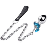 4Pcs Set Luxury Jewelry Design Bell Anal Butt Plugs With Traction Rope Heart Shaped Metal Butt Toys Anal Trainer Butt Plug Kit Sexy Toys For Couples And Adults (Blue)