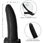 Original Accommodator Latex Dong – Hands Free Strap On Probe For Couples – Adult Dildo Sex Toys - Black