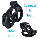 Male Chastity Device, Upgraded Ergonomic Nylon Resin Chastity Locked Cage With 4 Sizes Rings Complete Set For Prevent Erection Penis Exercise Cook Cage Bondage Restraint Kit Sex Toy (Nano)