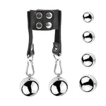 Cock Ring Male Metal Ball Stretching Weights Adult Bdsm Ball Scrotum Pendant Stretcher Leather Penis Rings Chastity Device Sex Toys For Men (25Mm)