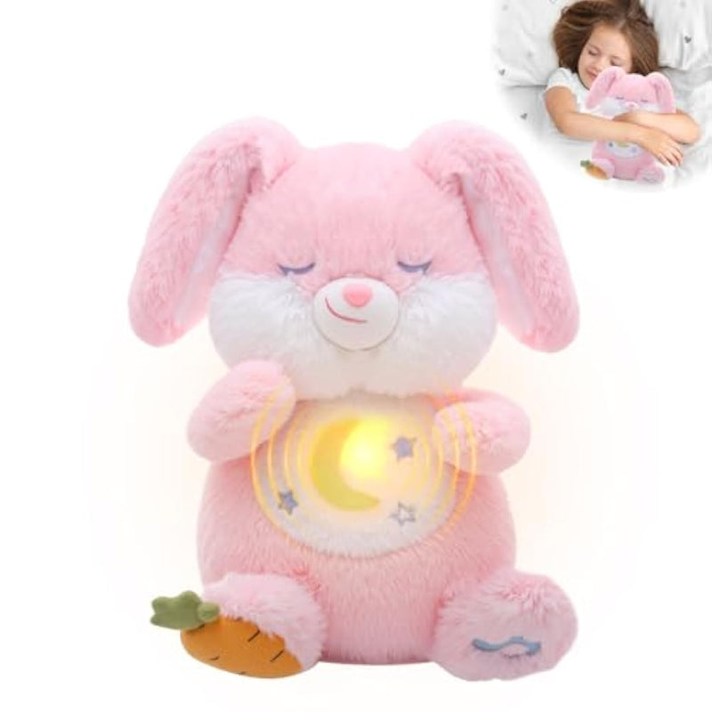 Christmas Gifts For Girls Toddlers Pink Breathing Bunny Toy With Soft Light & Music, Interactive Realistic Breathing Motion & Gentle Snoring Plush, Stocking Stuffers For Babies Grandkids