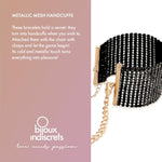 Désir Métallique – Wearable Silver Mesh Bracelets Turn Into Handcuffs With Detachable Chain, 15–24?Cm (Black)