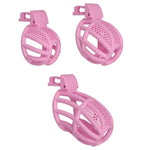 Honeycomb Hollow Chastity Cage With 4 Removable Curved Rings, Invisible Locking Cylinder Design, Cock Cage With 2 Keys Adult Cb Fetish Sex Toys & Games For Men Penis Bondage (Pink,L)