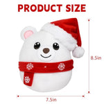 Christmas Plushies, Stuffed Animal Polar Bear With Christmas Hat, Cute Plushies For Kids And Decorations