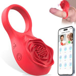 Vibrating Rose Cock Ring With Rose Clitoral Stimulator, Pleasure Penis Ring Vibrator Testicle Massager Couple Adult Sex Toys For Men Women, App Control 9 Vibration Mode Male Couple Sex Games