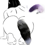 Purple-White Tail Anal Plug Sexual Set, Sex Toy Of Butt Plug With Tail For Cosplay (Purple Tail, Small)
