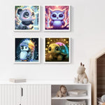 4 Pack Paint by Numbers Kit for Kids Ages 4-12, Cute Animal 8 x 8 Inch Canvas Painting Set